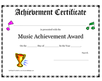 blank music achievement certificate