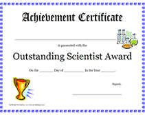 basic 
printable certificate for outstanding scientist