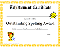 ba
sic outstanding spelling award printable certificate