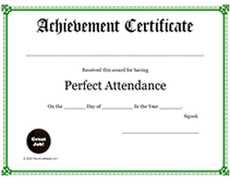 perfect attendance printables