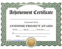 green  awesome project award certificate
