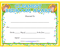 applause cleanest bedroom award certificate