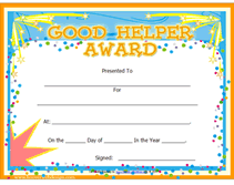 blank good helper award certificate