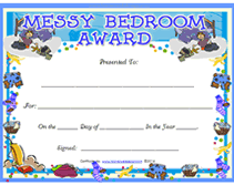 free printable messy room award certificate