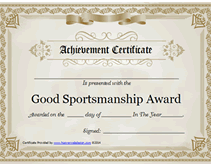 gold fill in the blanks good sportsmanship award template
