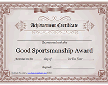 printable framed good sportsmanship certificate