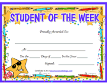 printable student of the week certificates