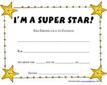 Printable Super Star Award Certificates Templates