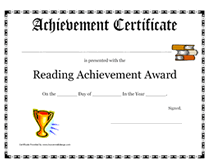 blank reading achievement certificate