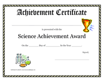 achievement award science certificate