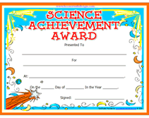 blank science achievement award certificate