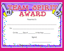 free printable team spirit awards certificate