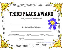 third place certificate template