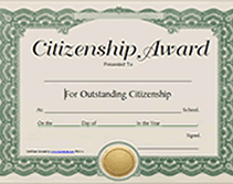 Printable Citizenship Awards School Certificates Templates