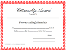 school citizenship certificates