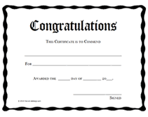 basic congratualtions award certificates