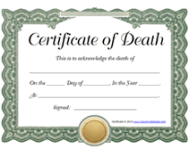 blank death certificate to print