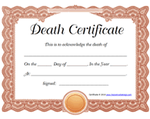 blank printable certificates of death