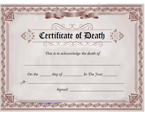 free printable certificate of death