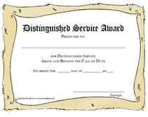 distinguished service award certificate