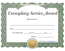 certificate of exemplary service