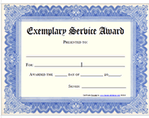 free exemplary service award certificates