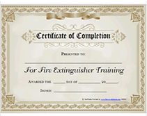 blank award for fire extinguisher training