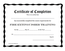 certificate of fire extinguisher training award