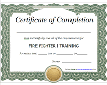 Free Printable Firefighter Training Award Certificate