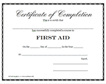 free first aid training certificate