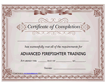 printable firefighter training award certificate