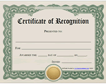 certificate of recognition award