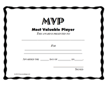 Free Printable Mvp Most Valuable Player Awards Certificates Templates