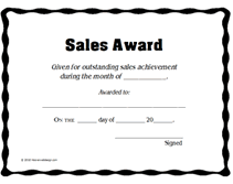  sales award certificates