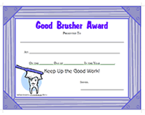 free printable good brusher award template