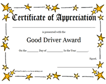 blank good driver award certificate