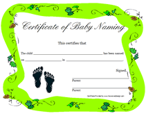 free baby naming certificate template