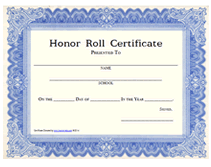 free school honor roll certificates