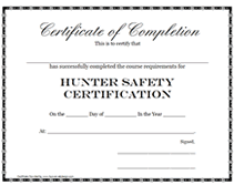 free to print hunter safety certificate