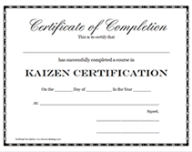 blank kaizen certification certificate