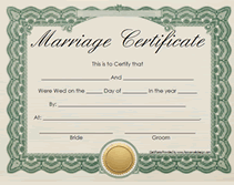 green frame printable marriage certificates