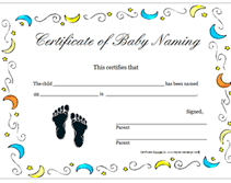 printable baby naming certificate
