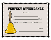 school printable attendance certificate