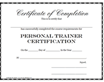 Simple Personal Trainer Certification certificate