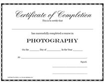 photography certification certificate