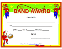 free printable marching band award certificate