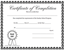 free printable certificate of completion