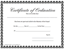 fill in the blaniks certificate of ordination