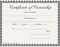 fill in certificate of ownership