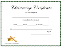 free printable christening certificates